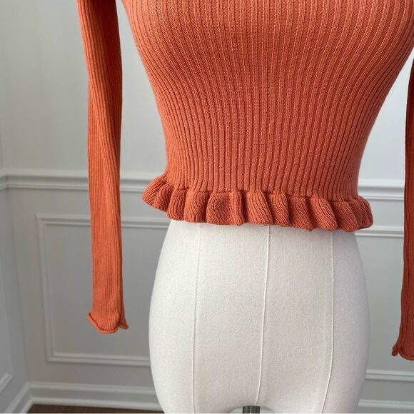 NWT ASOS Burnt Orange Rust Bardot Style Crop Top 4 - Picture 6 of 8